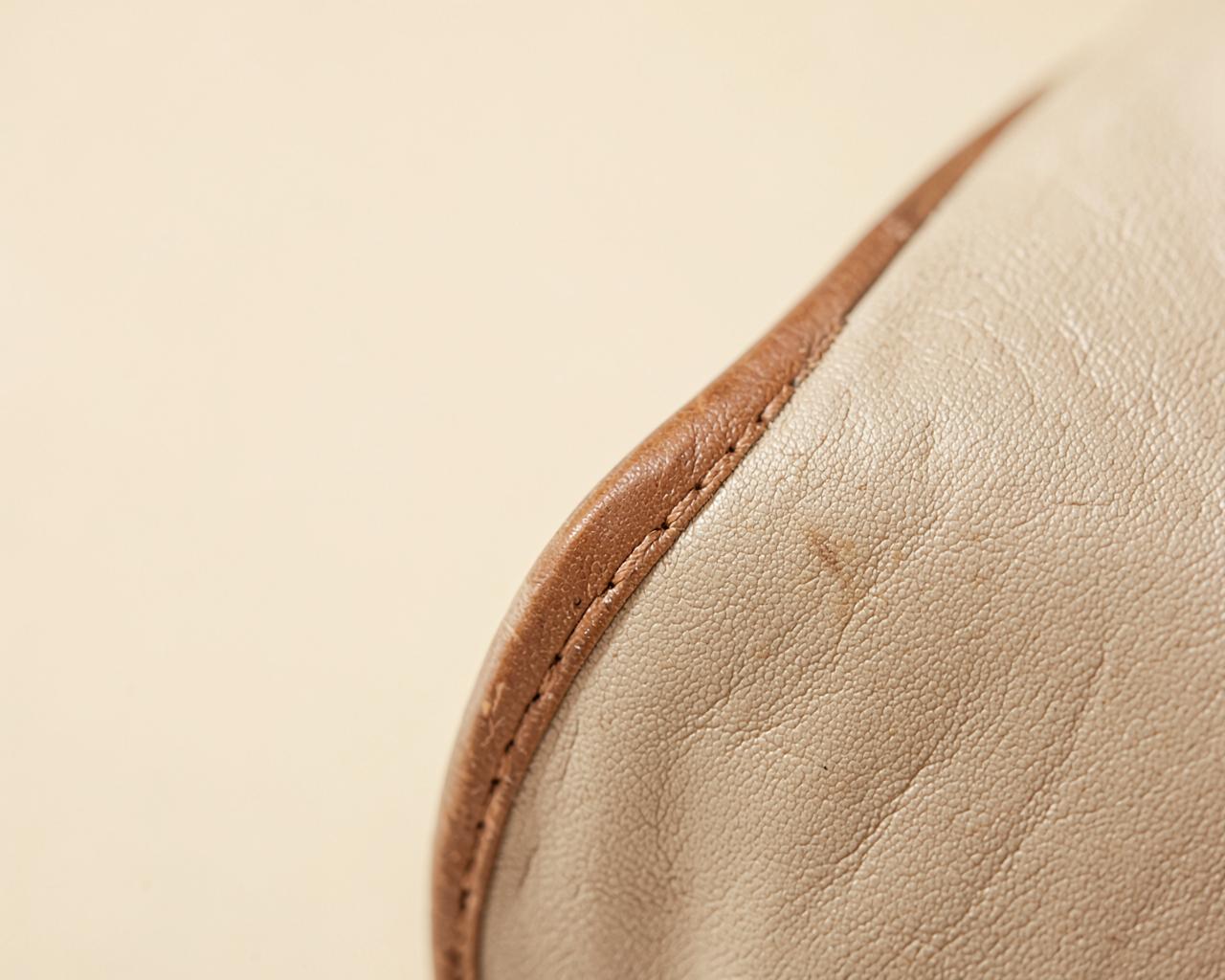 Close-up leather texture and hand stitching